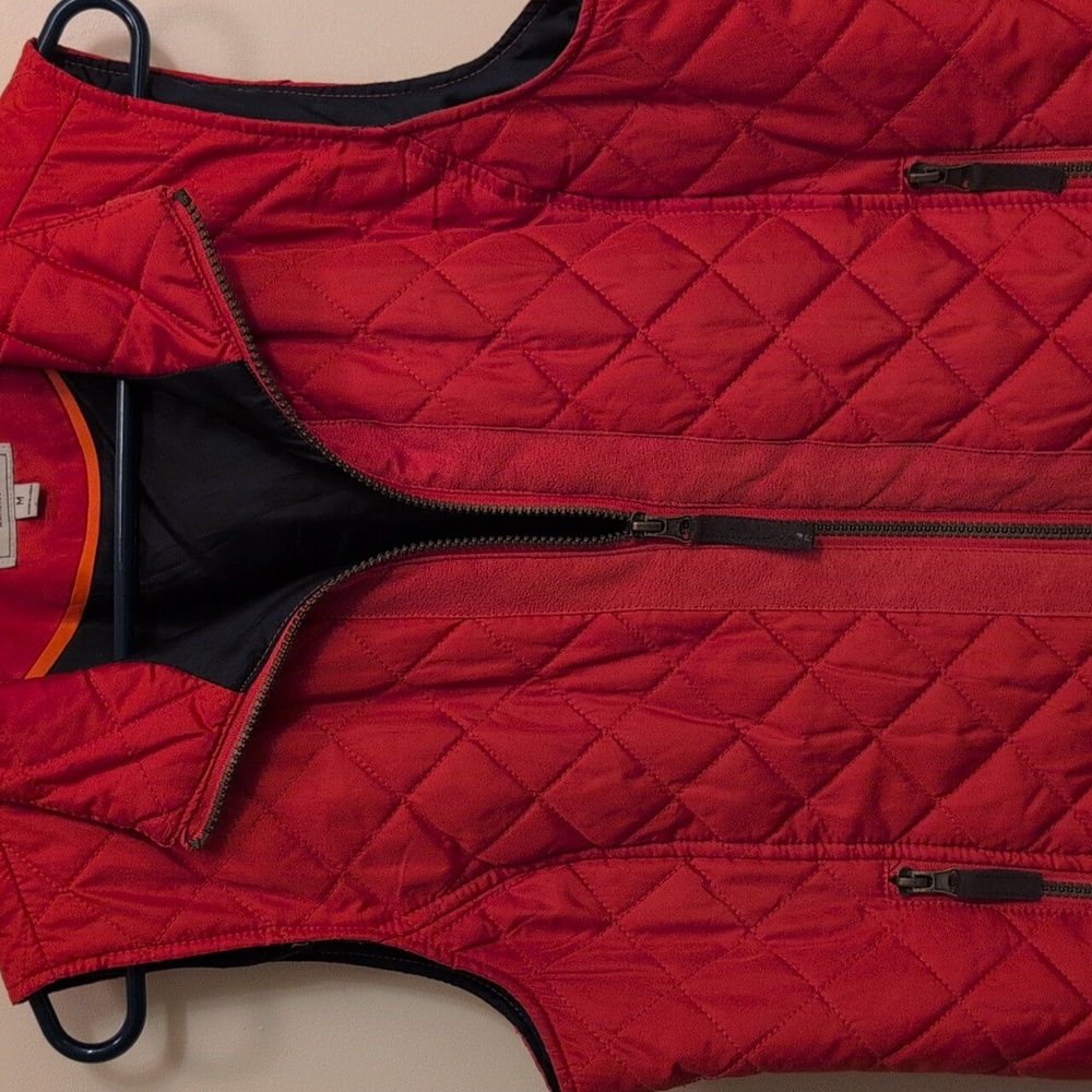 GH Bass Orange And Navy Quilted Vest - Picture 4 of 8